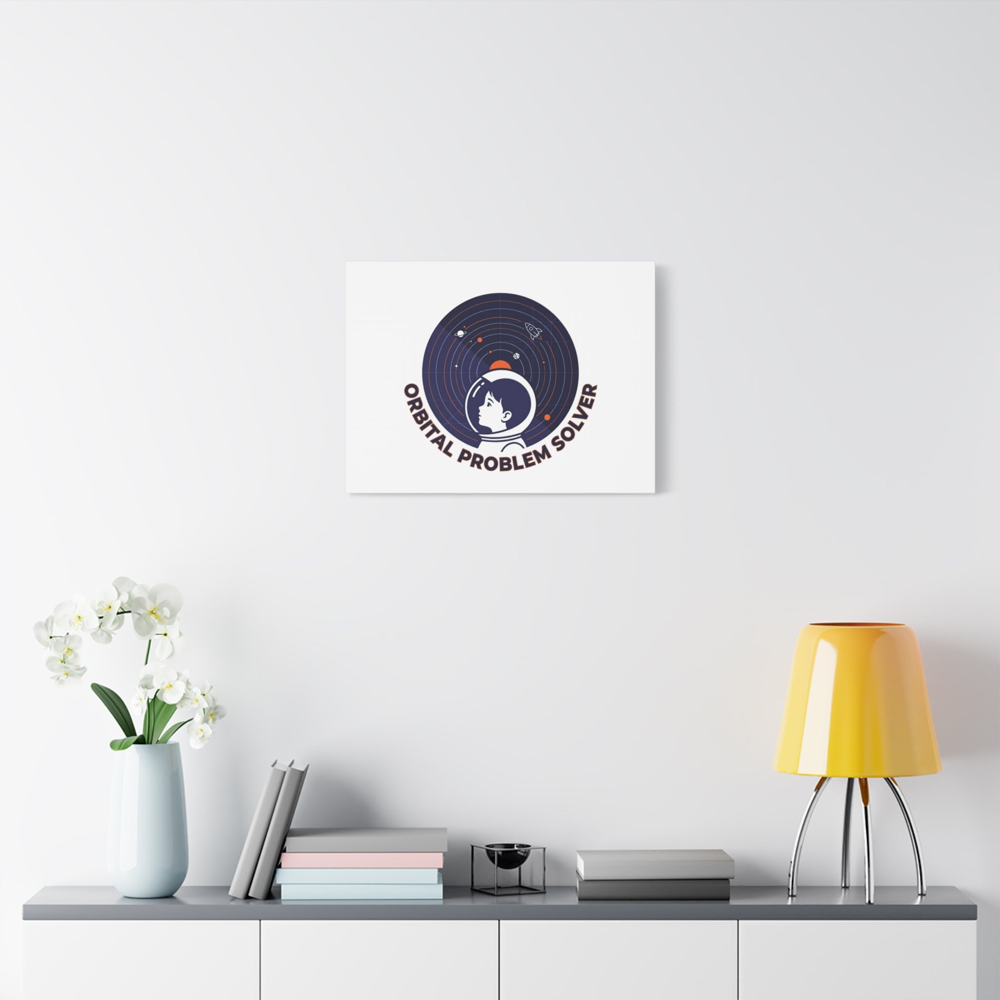 Orbital Problem Solver Canvas | space mission patch, astronaut art, cosmic science
