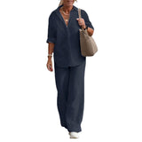 Women's Casual Solid-Colored Pants Wide-Leg Set