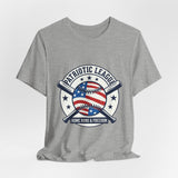 Patriotic Baseball Graphic Tee | Vintage Red White Blue Home Run Shirt