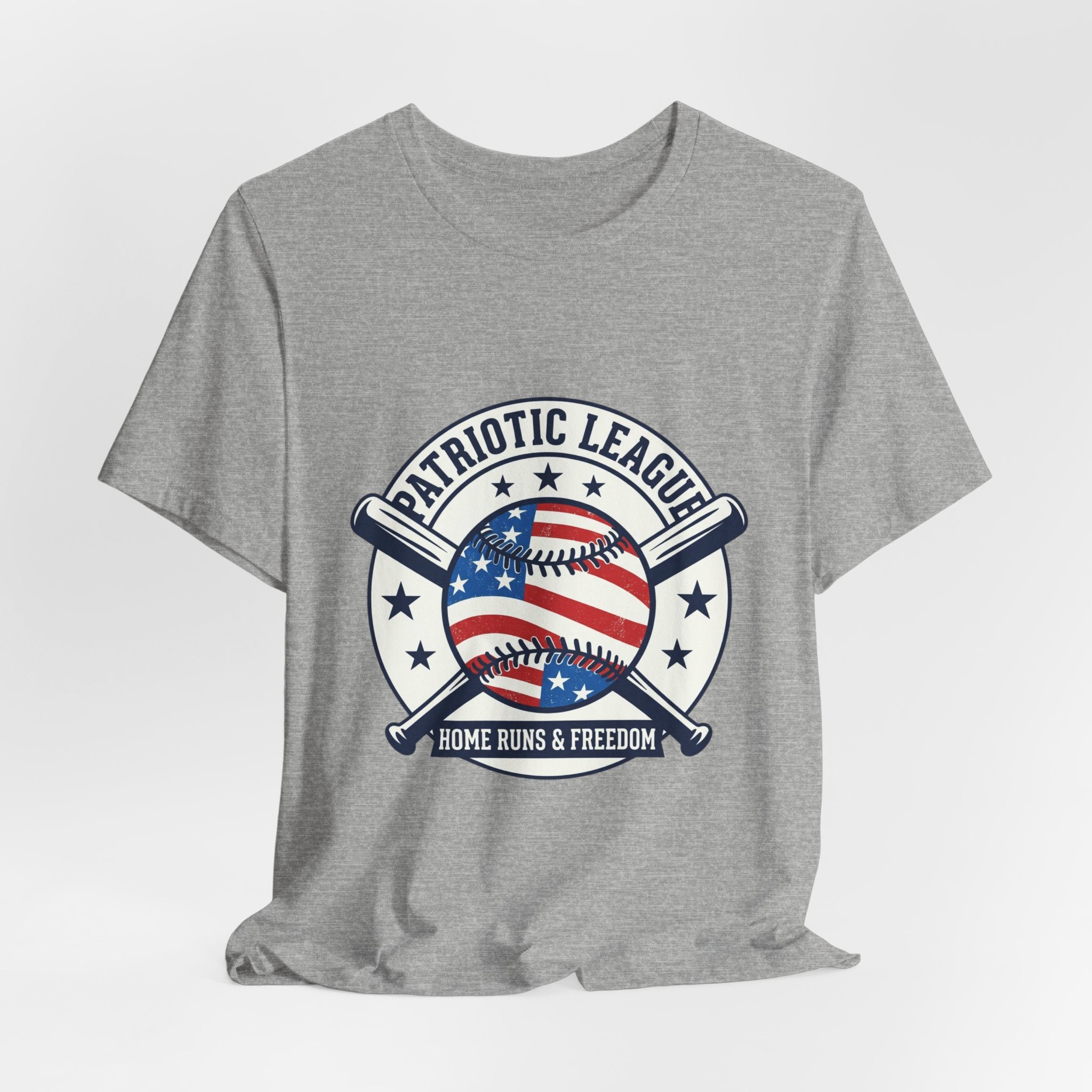 Patriotic Baseball Graphic Tee | Vintage Red White Blue Home Run Shirt