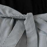 V-neck High-waisted Black-and-white Patchwork Dress