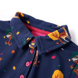 Children's dress with long sleeves and drawstring, navy blue, size 104
