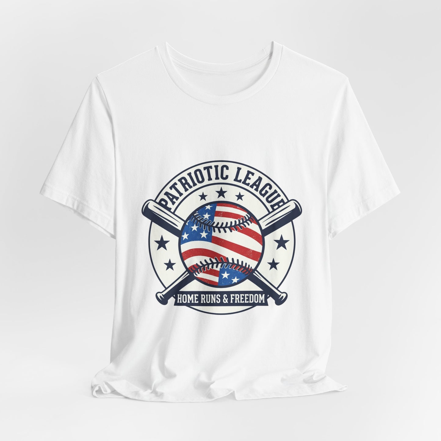 Patriotic Baseball Graphic Tee | Vintage Red White Blue Home Run Shirt