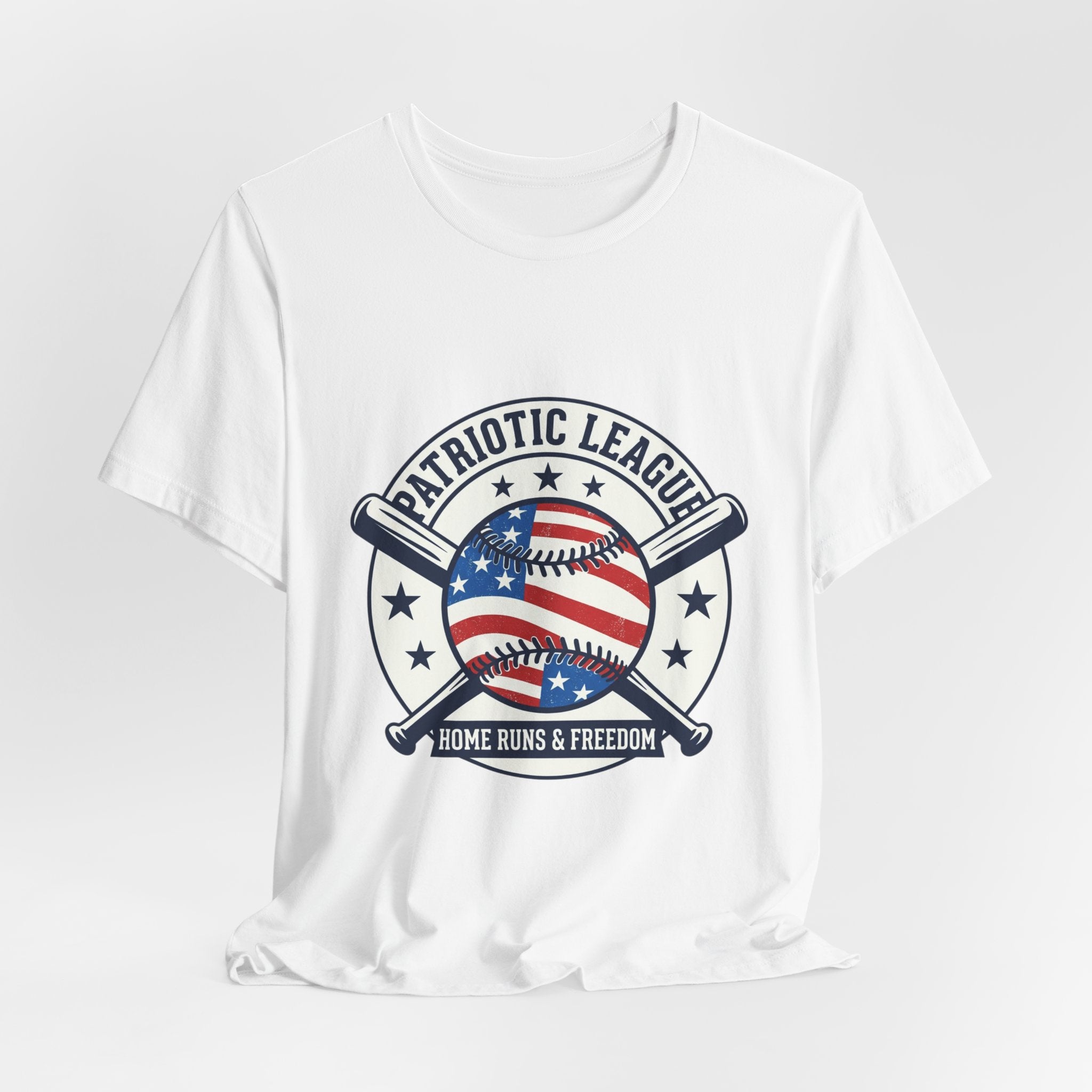 Patriotic Baseball Graphic Tee | Vintage Red White Blue Home Run Shirt