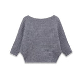 Asymmetric textured knitted sweater with a single collar
