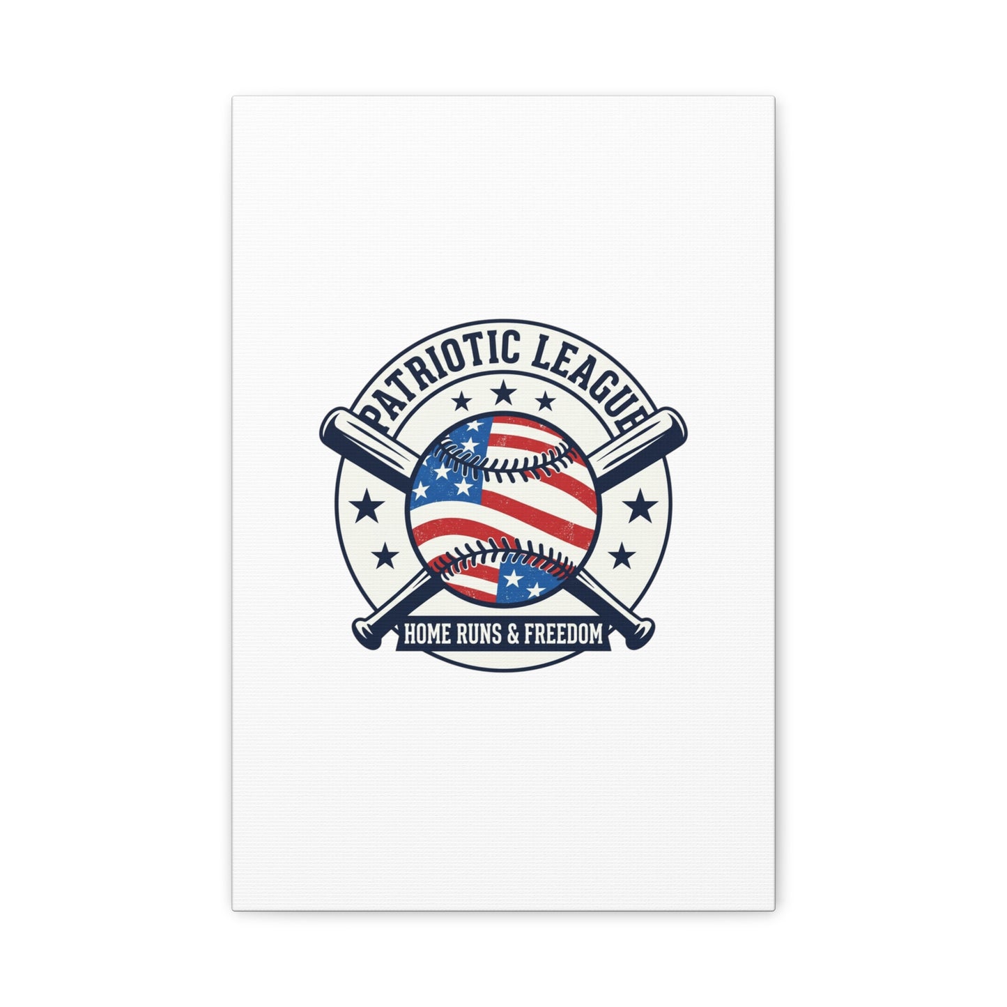 Patriotic Baseball Emblem Canvas | Vintage Red White Blue Baseball Wall Art
