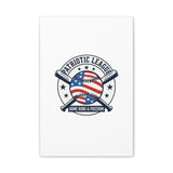 Patriotic Baseball Emblem Canvas | Vintage Red White Blue Baseball Wall Art
