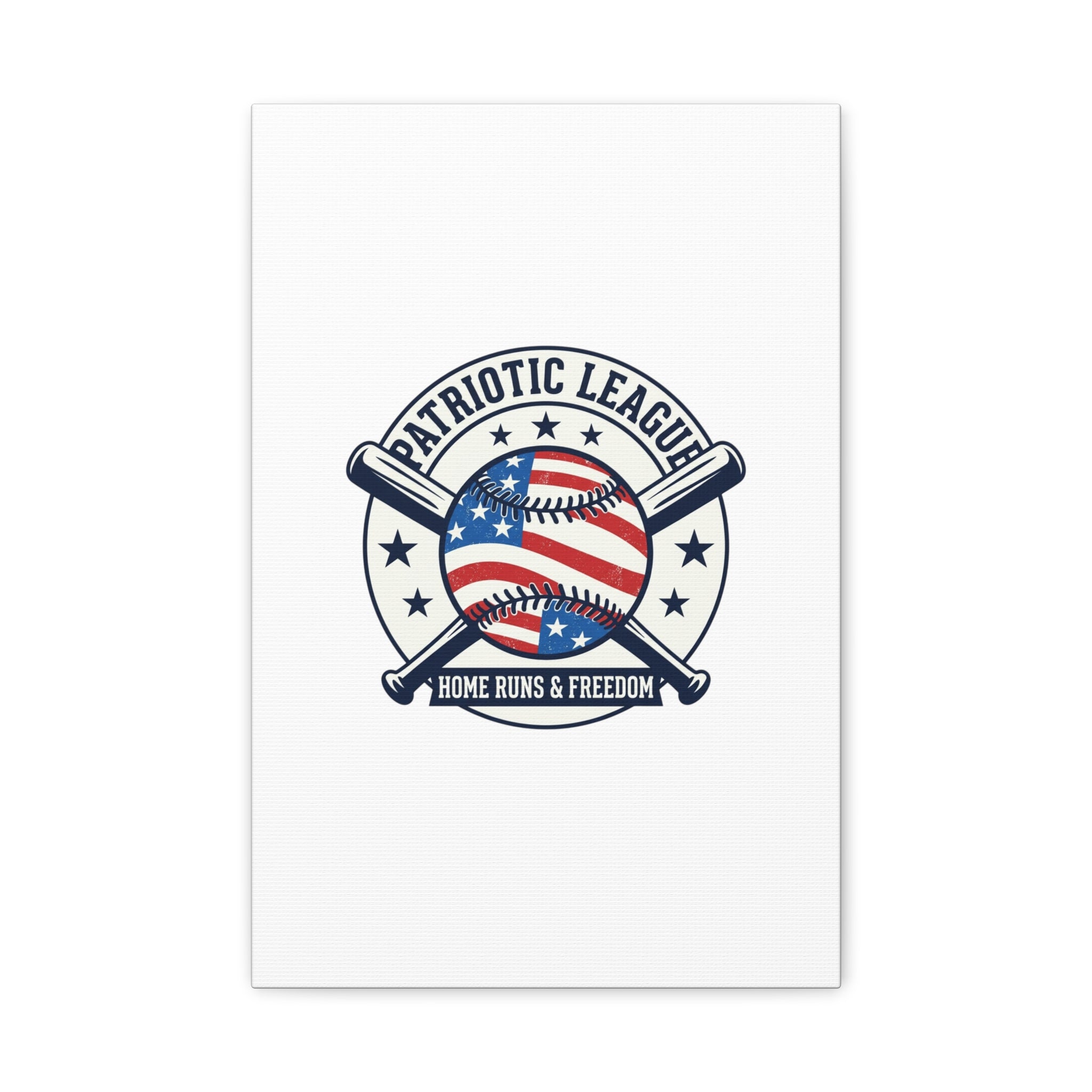 Patriotic Baseball Emblem Canvas | Vintage Red White Blue Baseball Wall Art