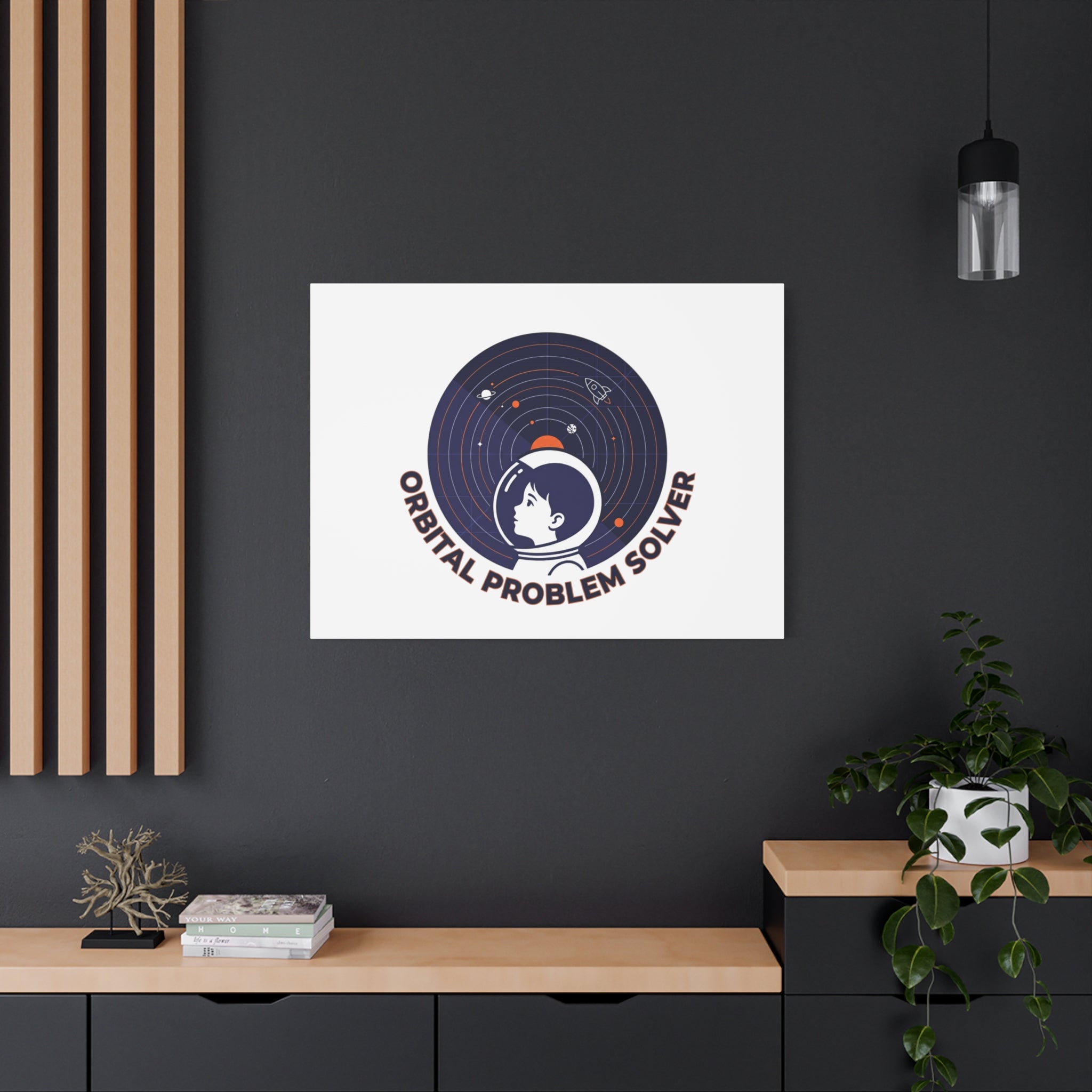 Orbital Problem Solver Canvas | space mission patch, astronaut art, cosmic science