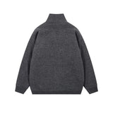 Thick knitted sweater jacket with added velvet