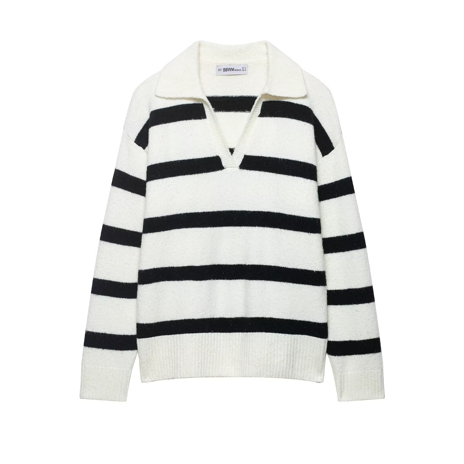 Lazy style simple and loose casual striped knitted sweater