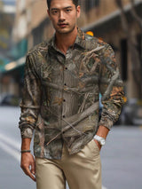 Mens Long-sleeve Striped Printed Shirt