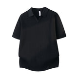 Slim-fit Lapel Solid-color Casual Thin Half-sleeve Mens