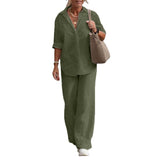 Women's Casual Solid-Colored Pants Wide-Leg Set