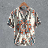 Men's Casual Linen Semi-Open Short-Sleeve