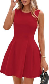 Sleeveless Solid Color Casual Dress Women
