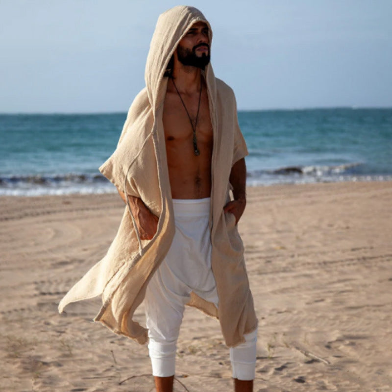 Casual Hooded Sun Protection Beachwear for Men Versatile Vacation Windbreaker Coat