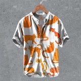 Men's Casual Linen Semi-Open Short-Sleeve