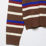 Casual versatile contrasting polo collar knit sweater