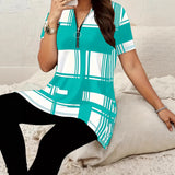 Casual Fashion Color-Block Digital Print Shirt Top