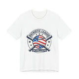 Patriotic Baseball Graphic Tee | Vintage Red White Blue Home Run Shirt