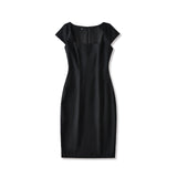 Solid color pullover square neck dress