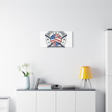 Patriotic Baseball Emblem Canvas | Vintage Red White Blue Baseball Wall Art