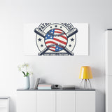 Patriotic Baseball Emblem Canvas | Vintage Red White Blue Baseball Wall Art