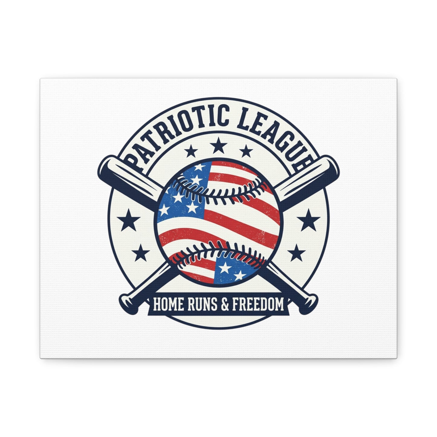 Patriotic Baseball Emblem Canvas | Vintage Red White Blue Baseball Wall Art