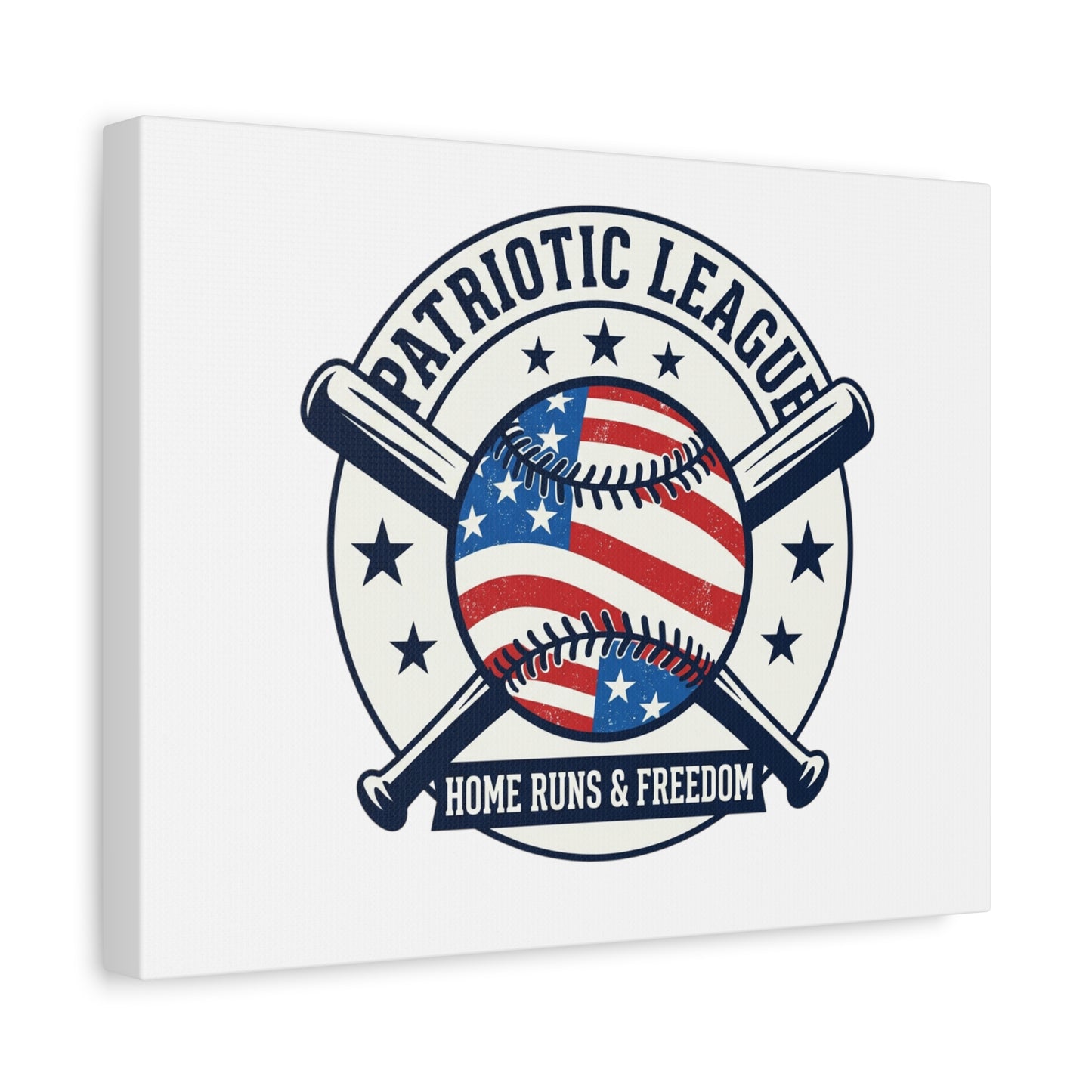 Patriotic Baseball Emblem Canvas | Vintage Red White Blue Baseball Wall Art