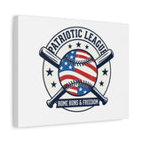 Patriotic Baseball Emblem Canvas | Vintage Red White Blue Baseball Wall Art