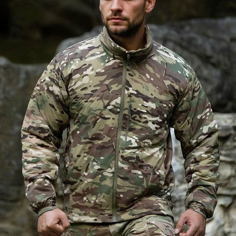Men's Winter Warm Padded Jacket, Lightweight Hooded Tactical Parka, Outdoor Waterproof Windproof Cold-Weather Hiking Jacket.