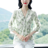 Sweet V-neck Floral Shirt Womens Summer New Stylish Design