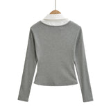 Slim fit long sleeved pullover T-shirt top