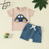 Boys Short-Sleeve Pocketed Shorts Set