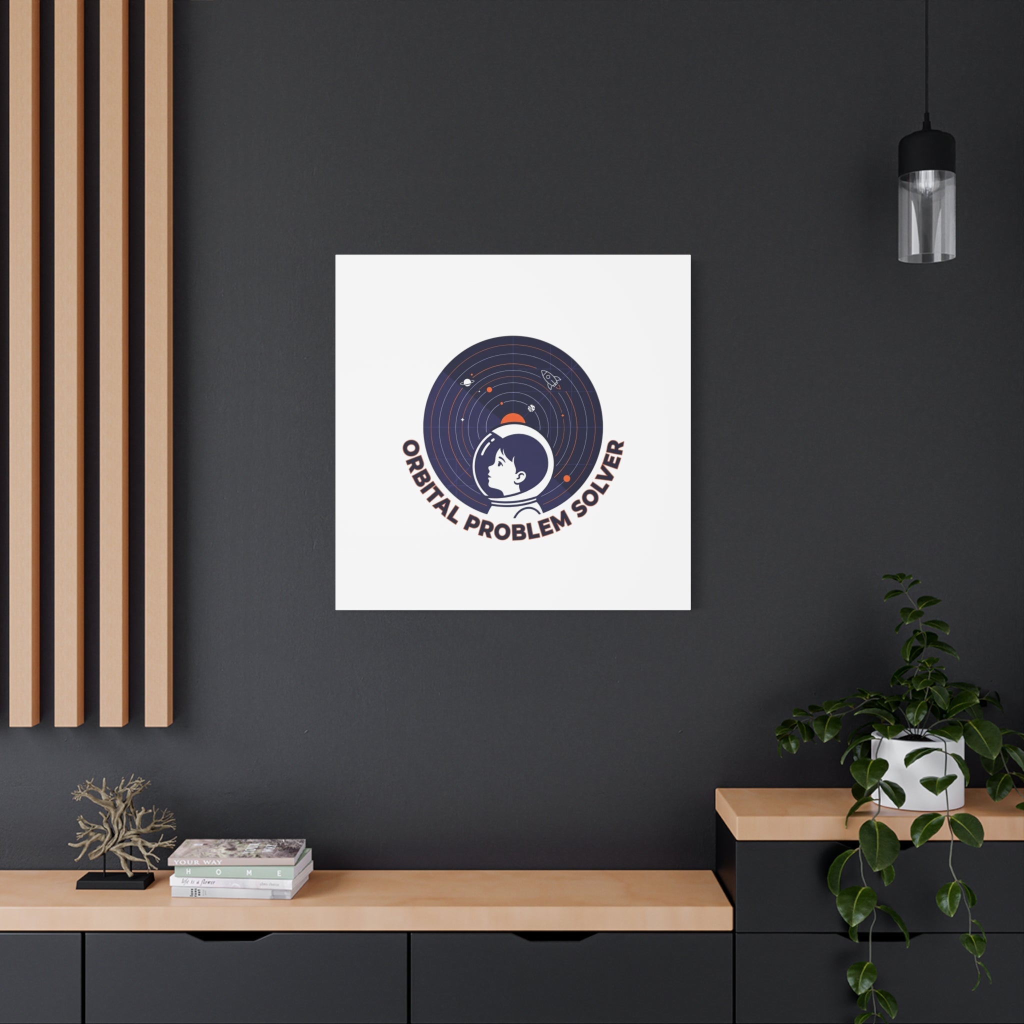 Orbital Problem Solver Canvas | space mission patch, astronaut art, cosmic science