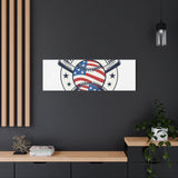 Patriotic Baseball Emblem Canvas | Vintage Red White Blue Baseball Wall Art