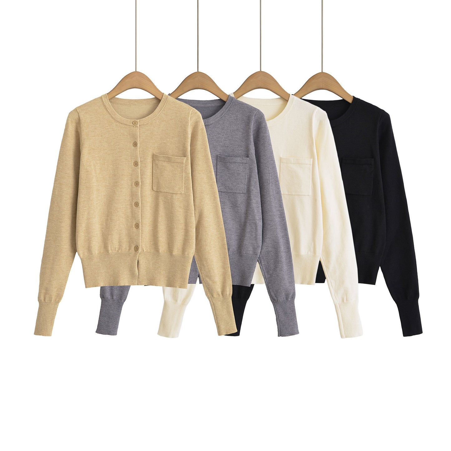 Round neck long sleeved shirt with small chest pocket