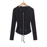 Waist slimming hooded cardigan top
