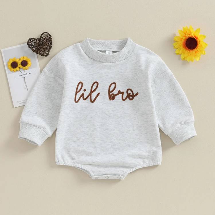 Children's Autumn Models Infant Toddler Alphabet Embroidery Long Sleeve One-piece Sweater Long Sleeve