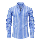 Men's Digital Printed Striped Long-sleeved Lapel Shirt