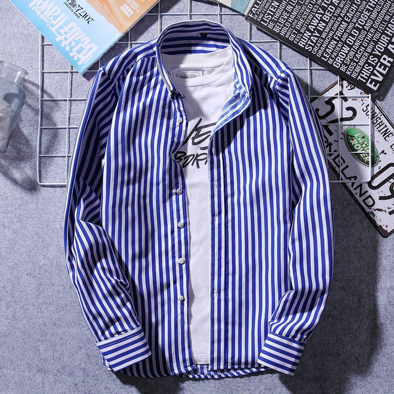 Men's Fashionable Slim-Fit Casual Striped Shirt