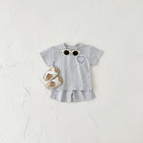 Heart Printing Short Sleeve Suit Korean Style Baby Boys' And Girls' Clothing Two-piece Set
