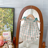 Infant Color Matching Thin Plaid Vest Shorts Set