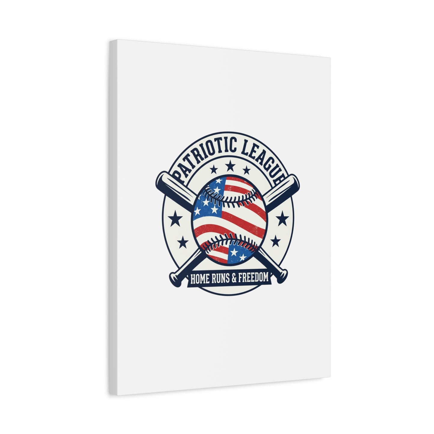 Patriotic Baseball Emblem Canvas | Vintage Red White Blue Baseball Wall Art