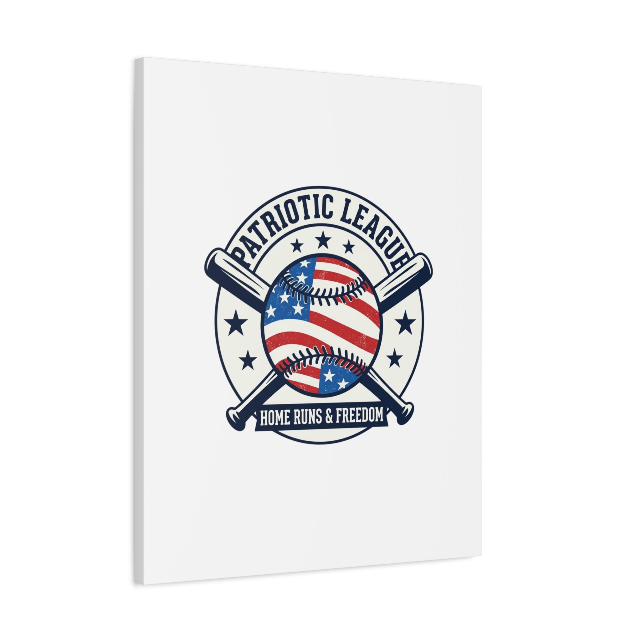Patriotic Baseball Emblem Canvas | Vintage Red White Blue Baseball Wall Art