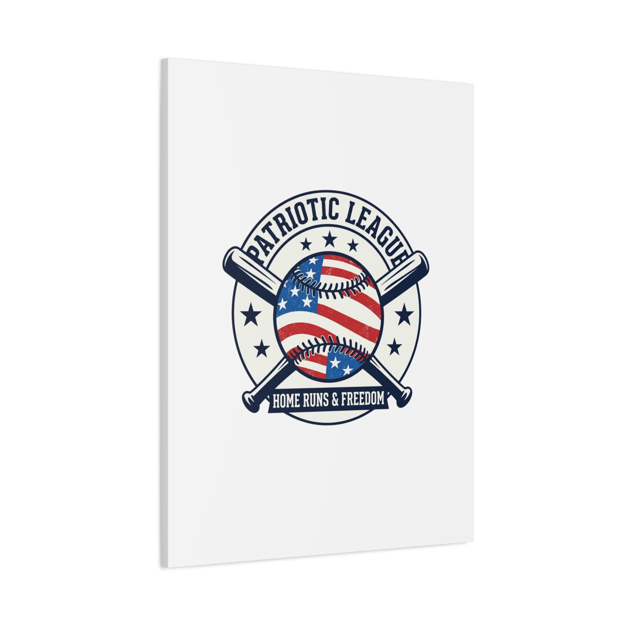 Patriotic Baseball Emblem Canvas | Vintage Red White Blue Baseball Wall Art