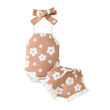 Summer Baby Flower Sling Top Shorts Suit