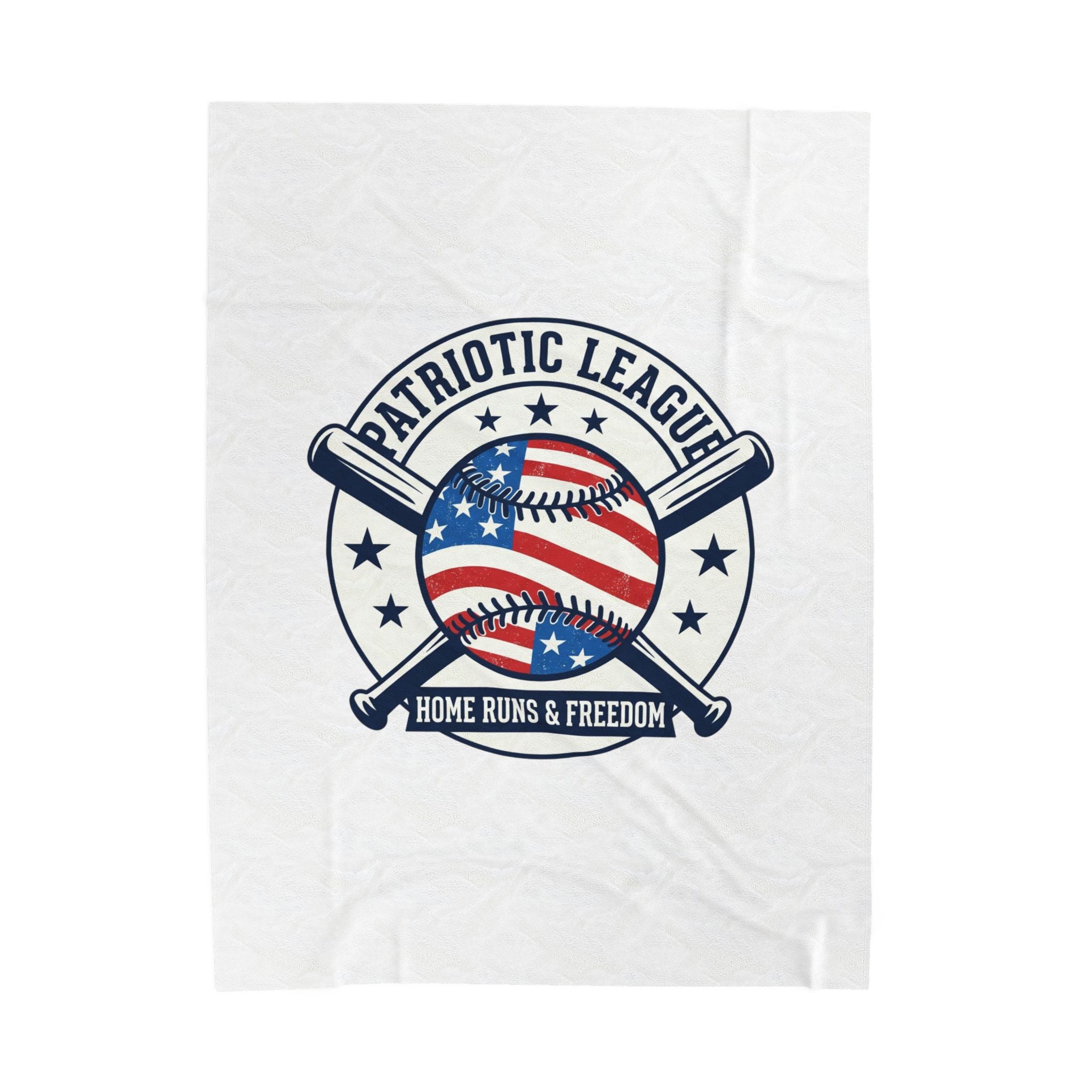 Patriotic Baseball Emblem Blanket | Red White Blue, Vintage Ballpark Graphic