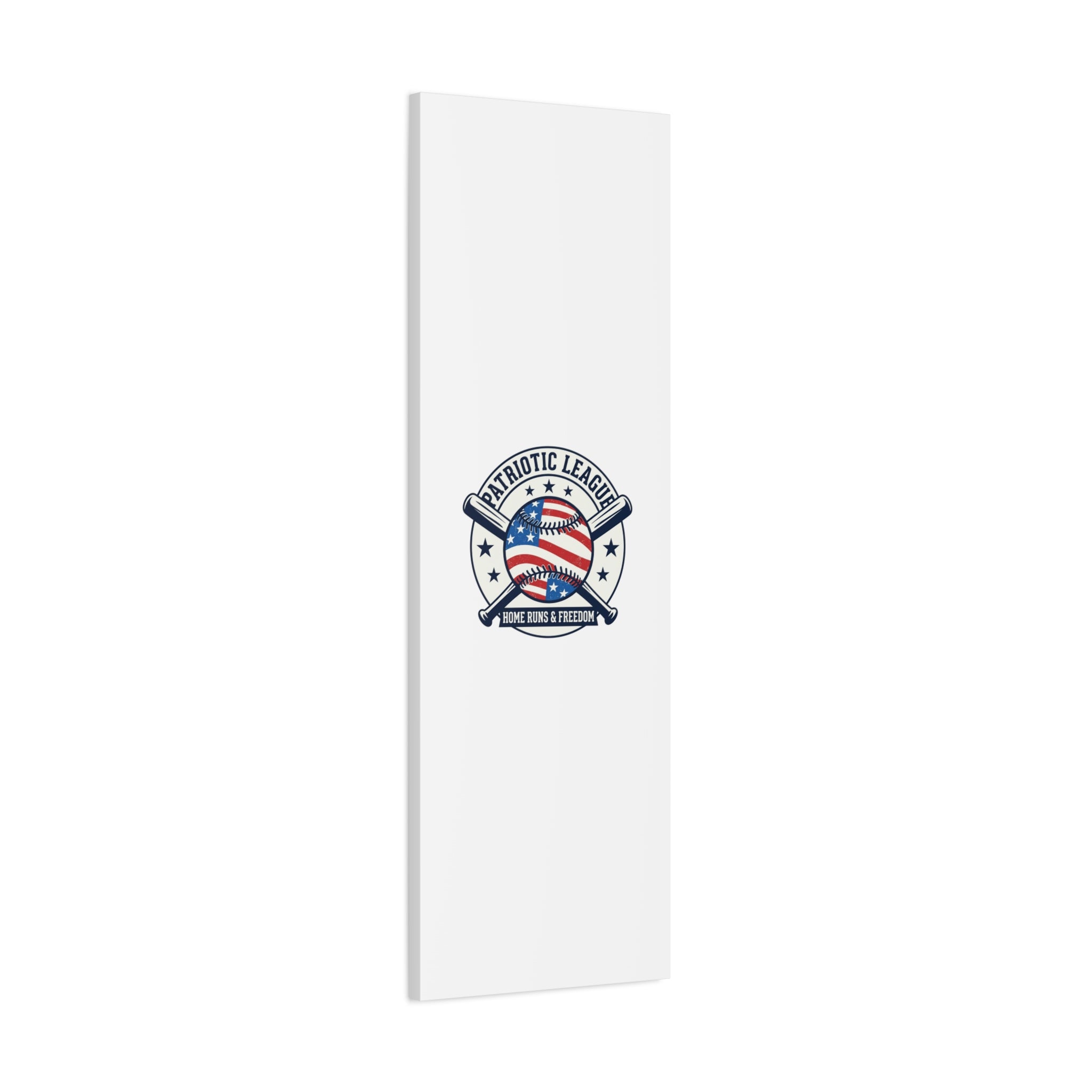 Patriotic Baseball Emblem Canvas | Vintage Red White Blue Baseball Wall Art